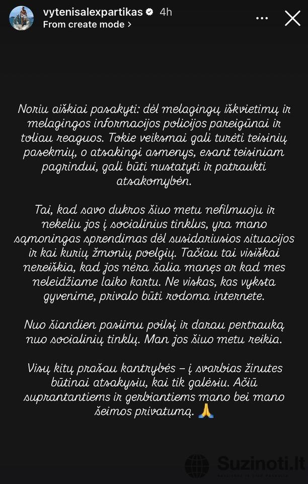 Vytenio Partiko įrašas (nuotr. Instagram)