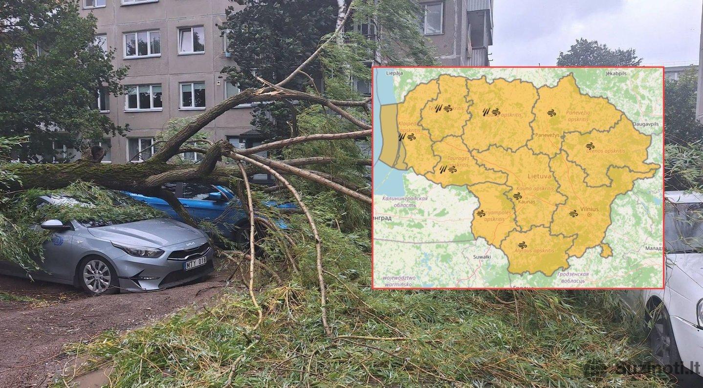Lietuvą talžanti audra pasiekė katastrofinę ribą: štai kur talžė stipriausiai (tv3.lt koliažas)