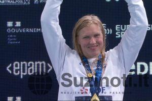 Rūtai Meilutytei įteiktas Europos čempionato aukso medalis | „Stop“ kadras